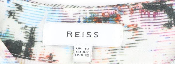 Reiss Women’s Multicoloured Long Sleeve Sheer Chiffon Blouse UK 14