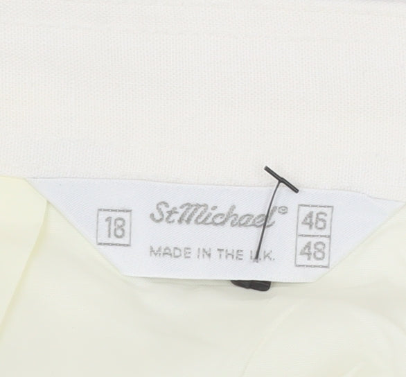 Marks and Spencer Women Ivory Pleated Midi Skirt Size 18 Lined