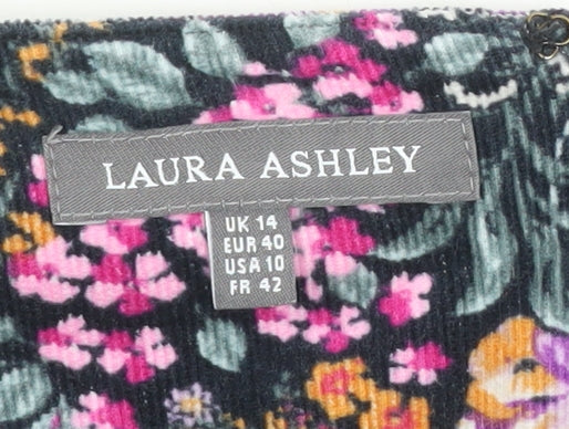 Laura Ashley Women’s Multicoloured Floral A-Line Corduroy Skirt UK 14