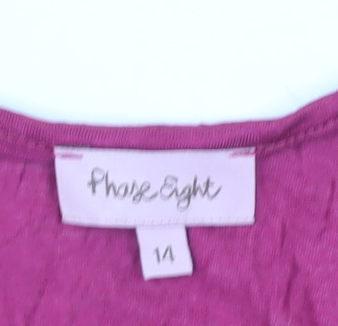 Phase Eight Women's Pink Wrap Blouse Size 14 Viscose 3/4 Sleeve