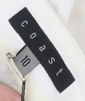 Coast Women's Ivory Black Embroidered Strapless A-Line Dress Size 10