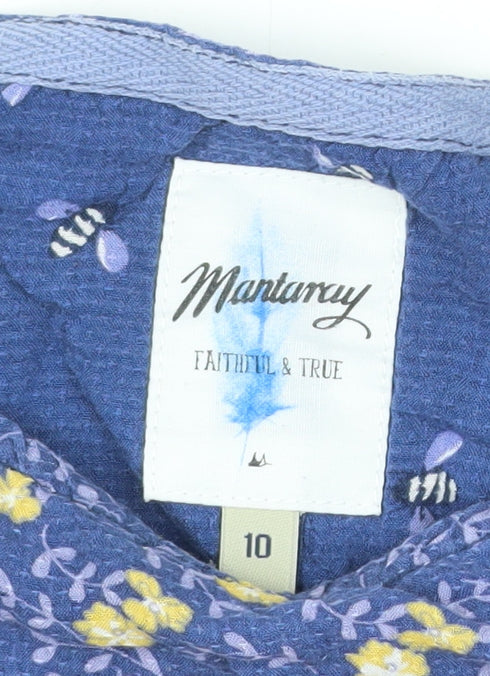 Mantaray Women's Blue Floral Viscose Short Sleeve T-Shirt Size 10
