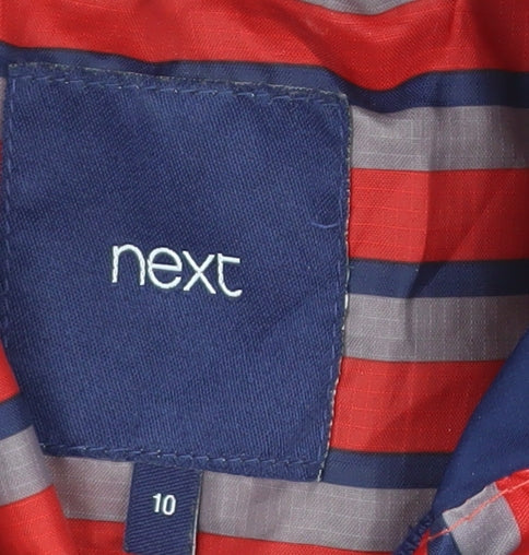 Next Women’s Red Striped Hooded Rain Coat Jacket Size 10