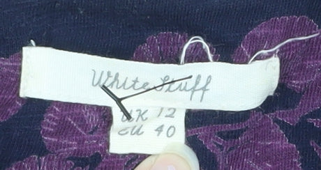 White Stuff Women's Purple Floral Cotton Shift Dress Size 12