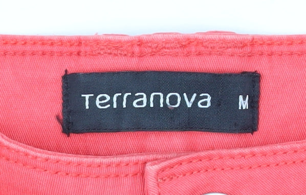 Terranova Women Red High Rise Bermuda Cotton Stretch Shorts M
