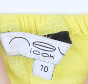 New Look Women Yellow Cotton Embroidered Camisole Top Size 10