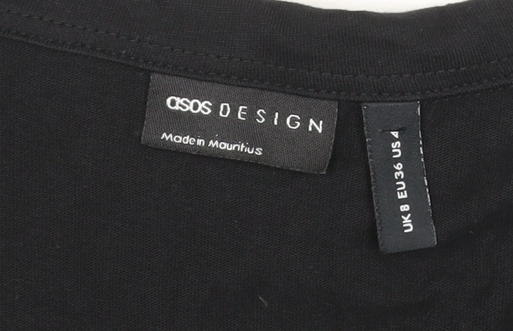 ASOS DESIGN Women’s Black Cotton Shirt Dress Size 8 Long Sleeve