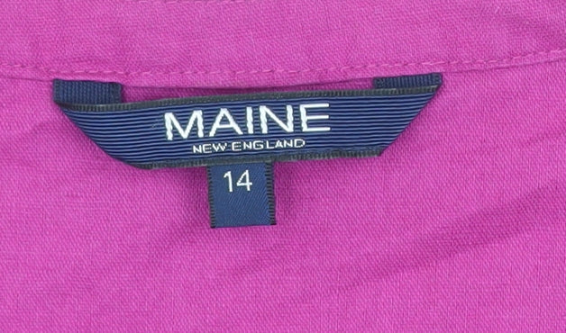 Maine New England Women’s Pink Linen Blend Tunic Blouse Size 14