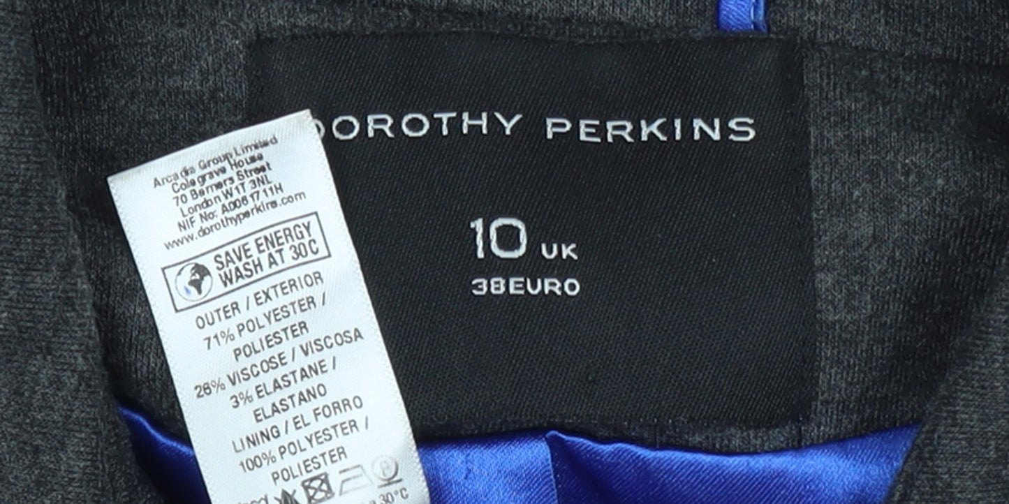Dorothy Perkins Women's Grey Blazer Jacket Size 10 Regular Fit