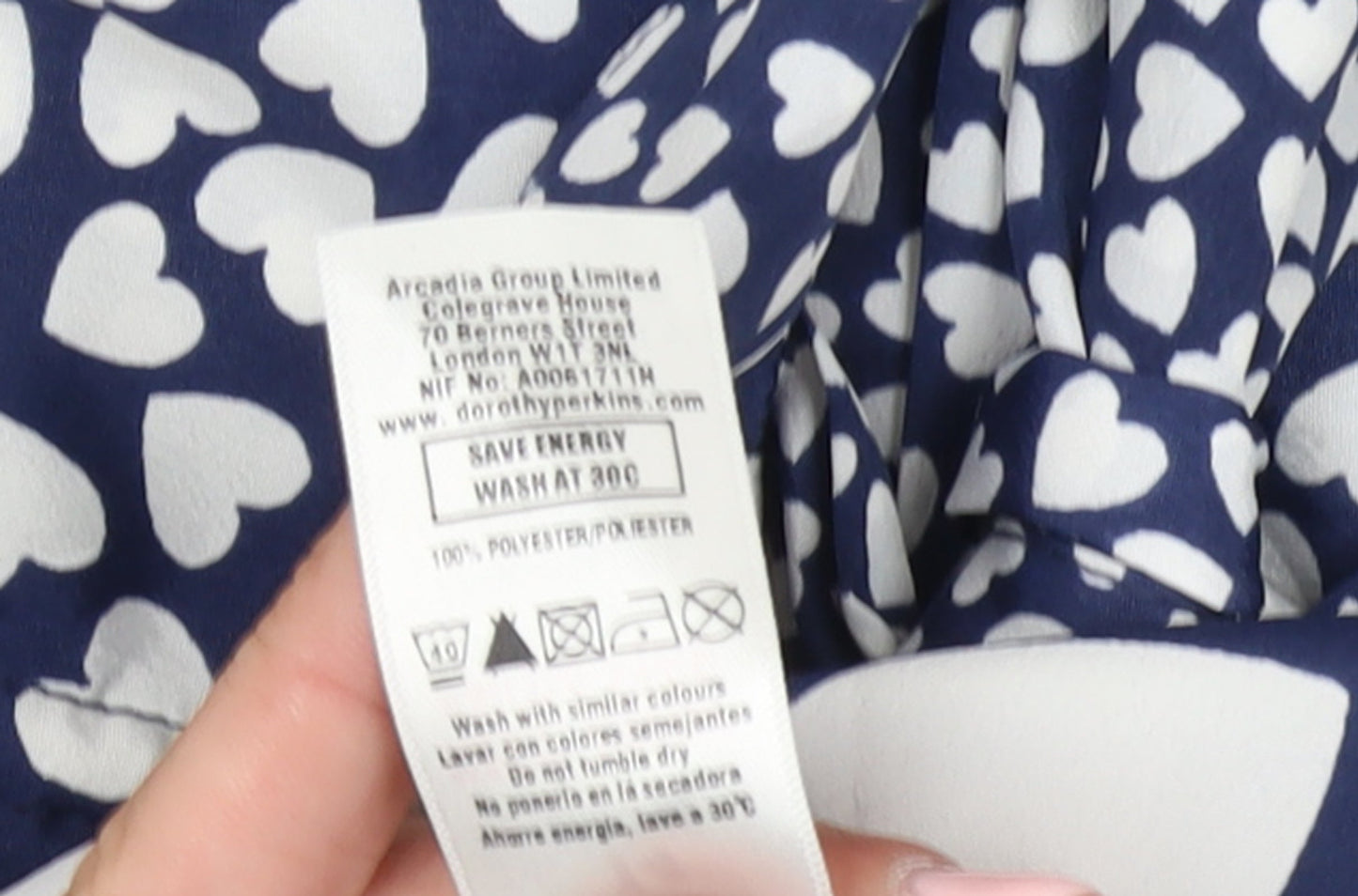 Dorothy Perkins Women Blue Heart Print Fit & Flare Dress Size 14