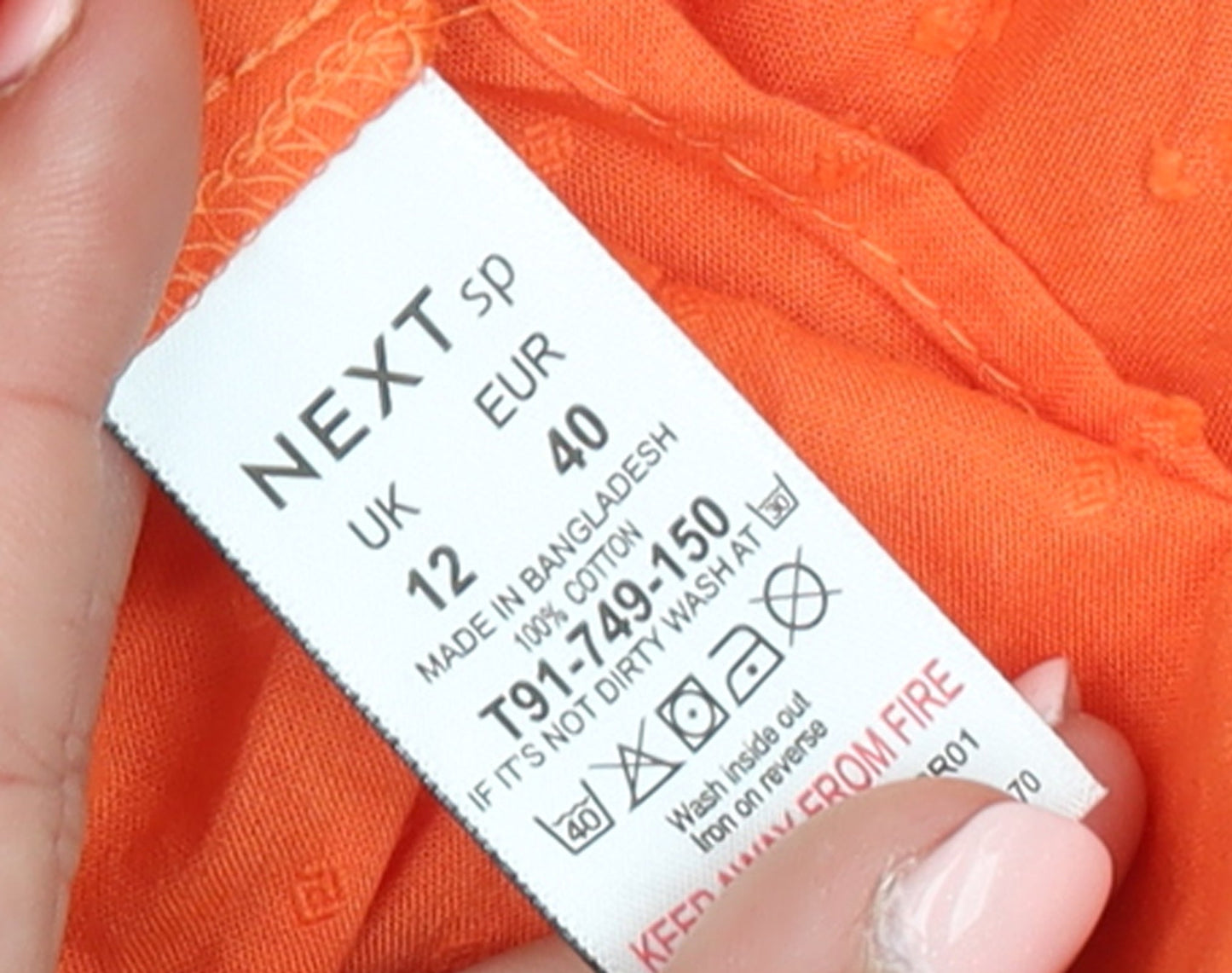 Next Women’s Orange Sleeveless High Neck Ruffle Cotton Tunic Blouse UK 12