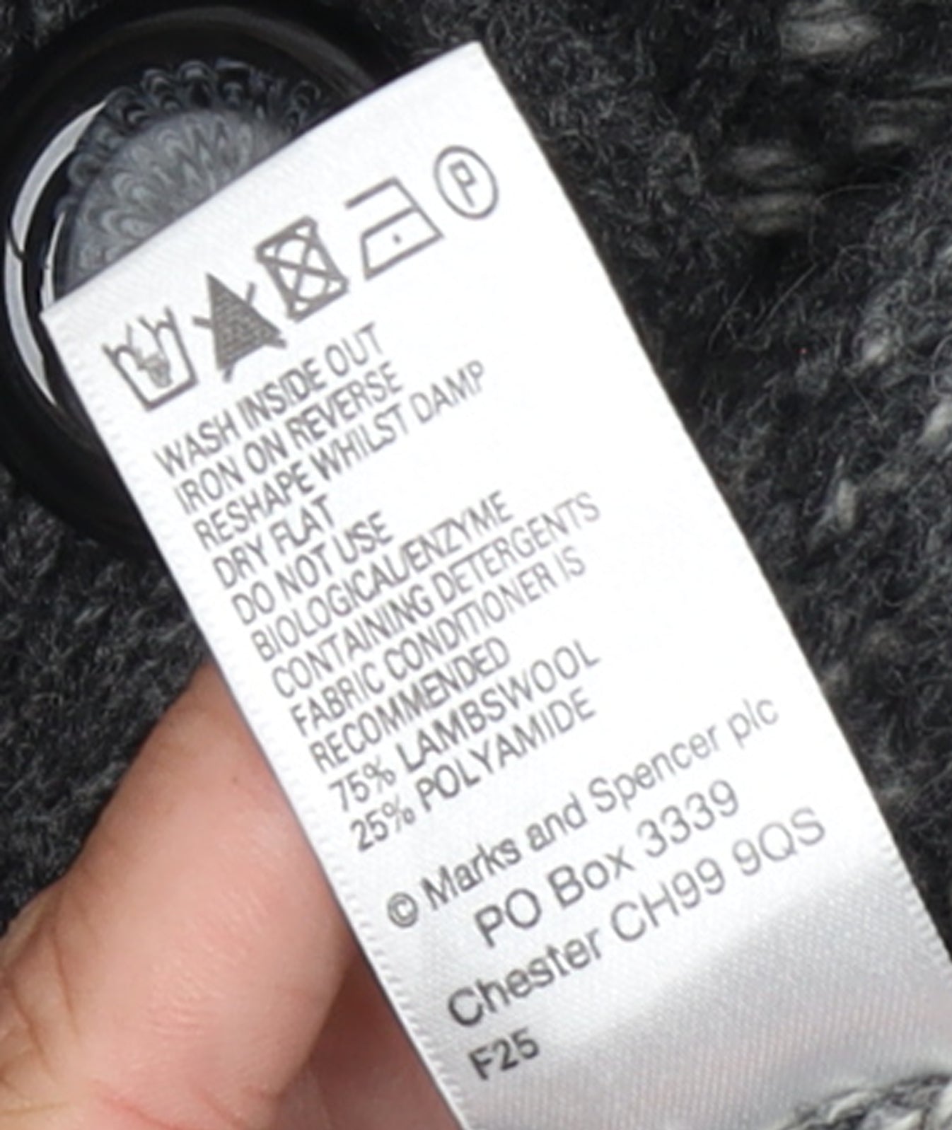 Marks and Spencer Women's Grey Wool Blend Roll Neck Button Cardigan UK 16