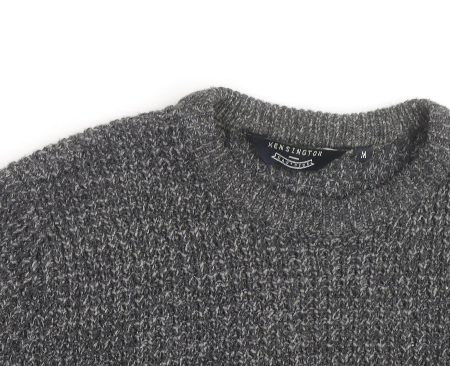 Kensington Eastside Men's Grey Chunky Knit Crew Neck Pullover Jumper M