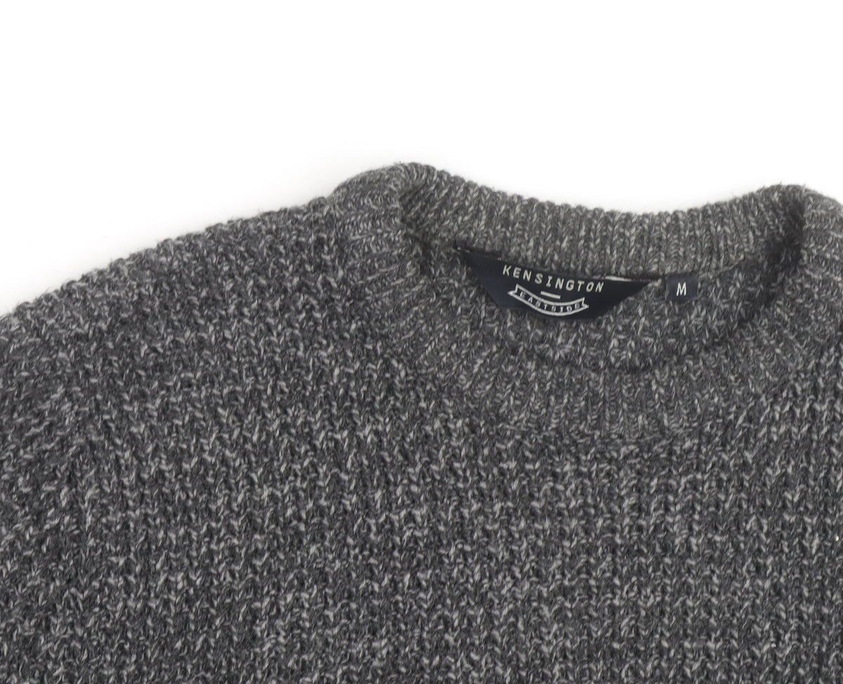 Kensington Eastside Men's Grey Chunky Knit Crew Neck Pullover Jumper M