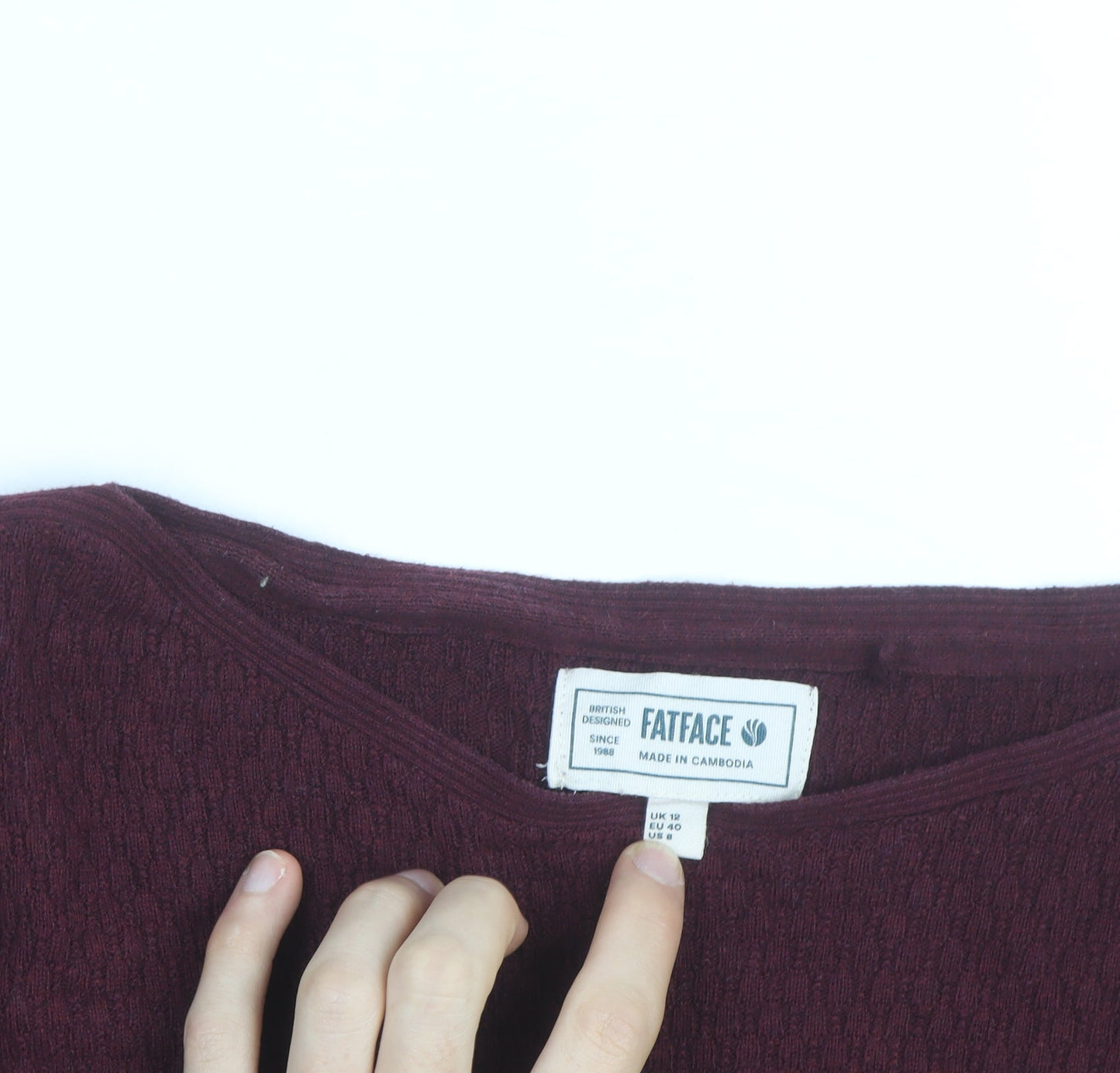 FatFace Womens Red Cotton Blend Crew Neck Jumper Size 12