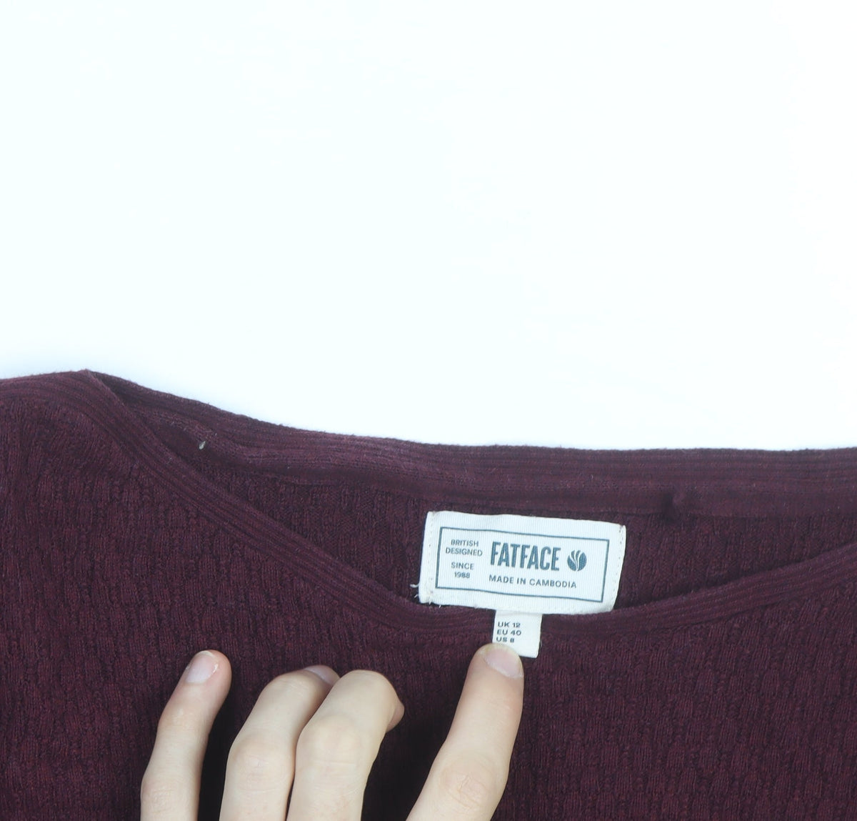 FatFace Womens Red Cotton Blend Crew Neck Jumper Size 12