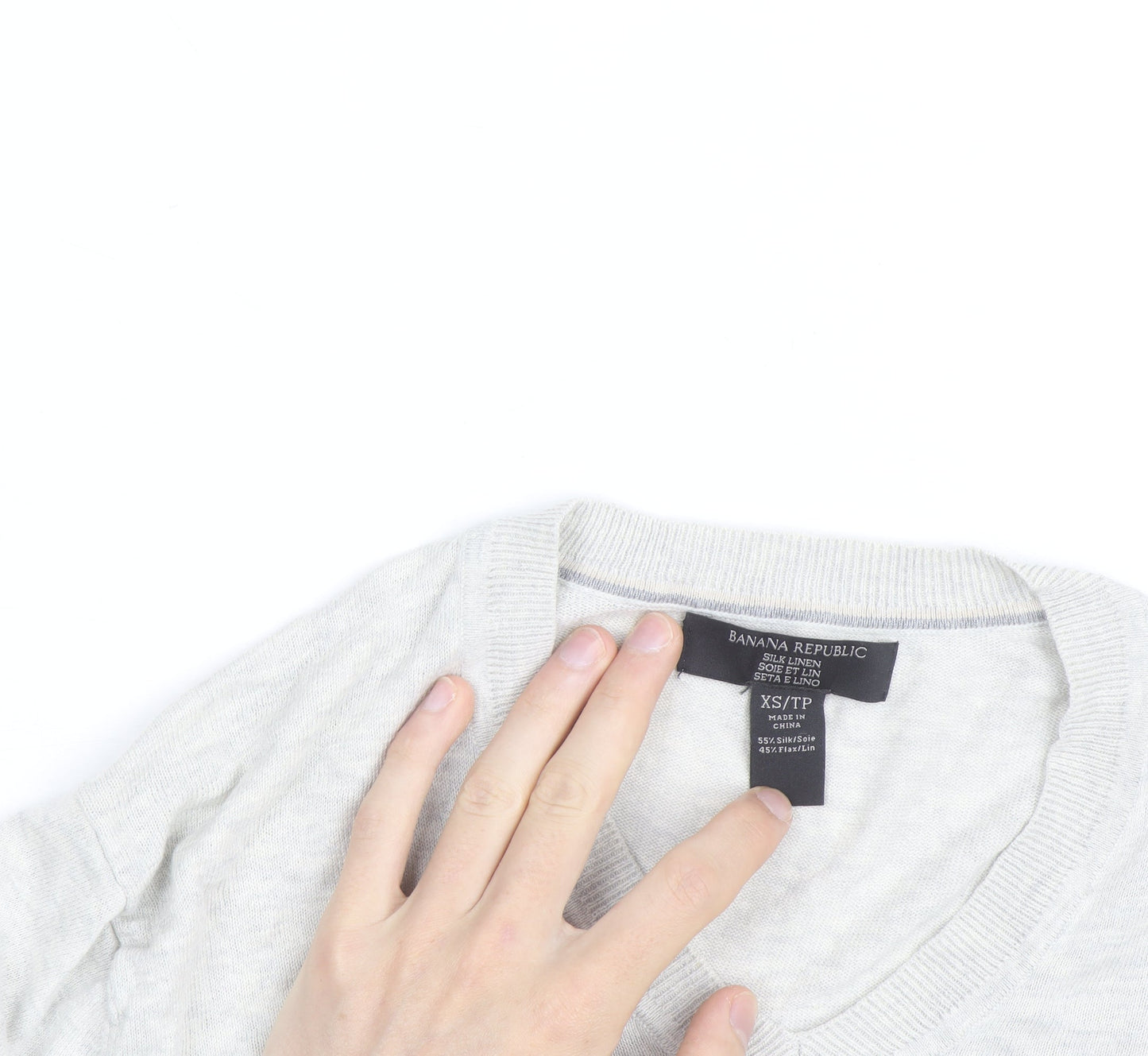 Banana Republic Men’s Beige Silk Linen V-Neck Jumper XS