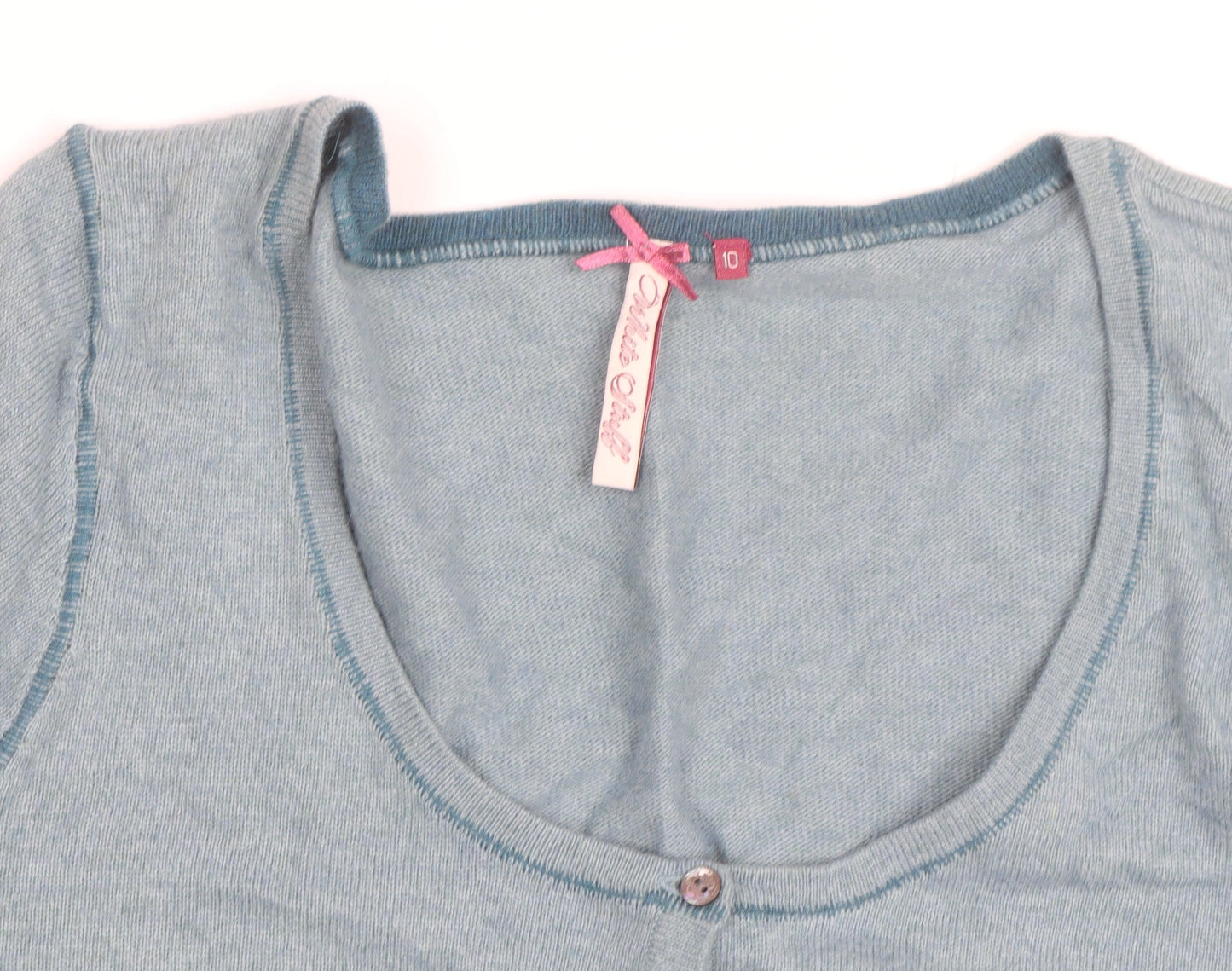 White Stuff Women’s Blue Knit Button Cardigan Size 10 Wool Blend