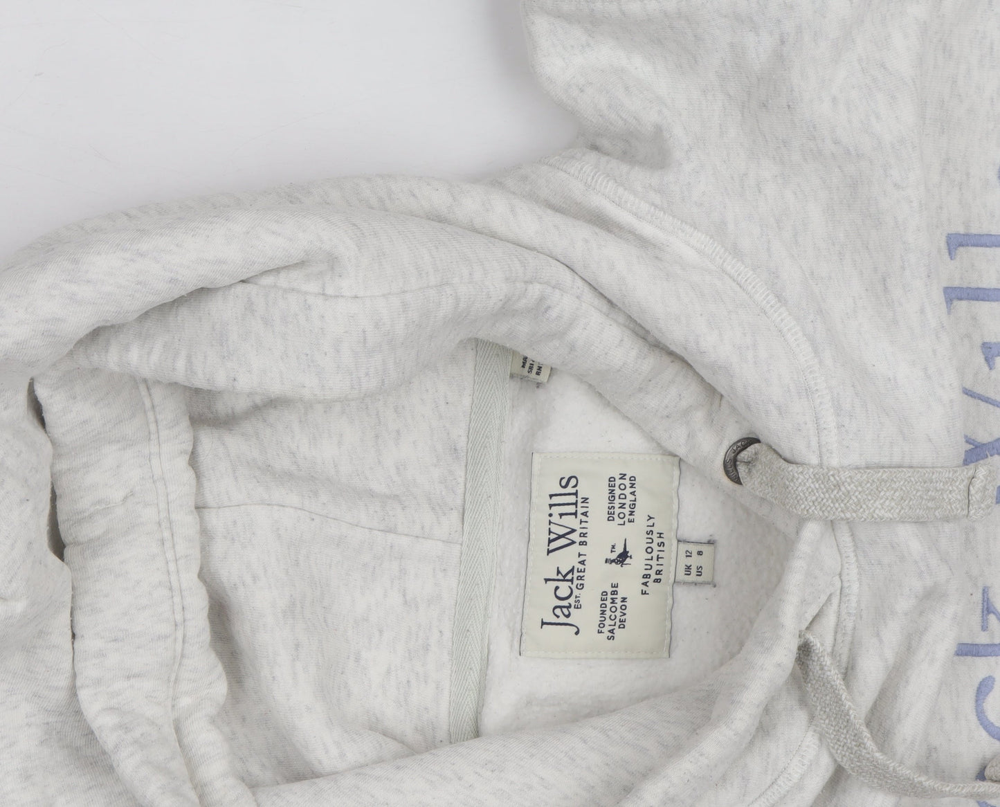 Jack Wills Women's Grey Pullover Hoodie Size 12 Cotton Blend Casual