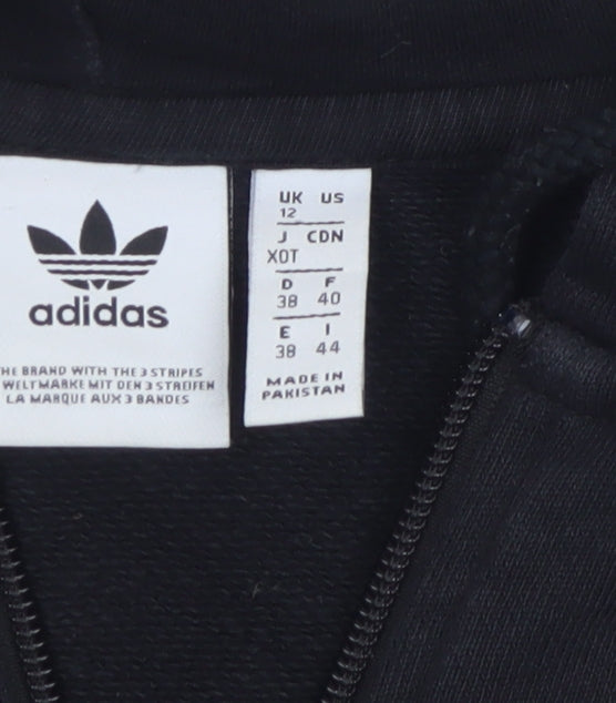 Adidas Womens Black Beige Full Zip Hoodie UK 12 Hooded Sweatshirt