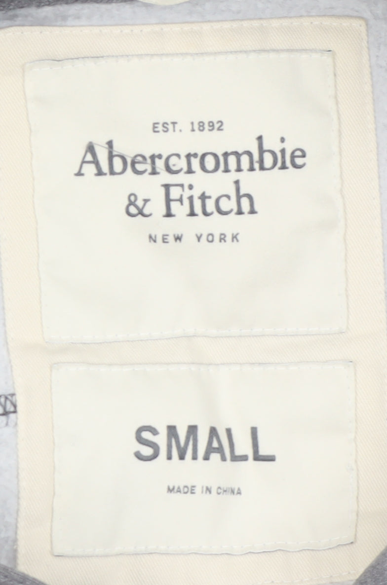 Abercrombie & Fitch Women Grey Small Button Bomber Jacket