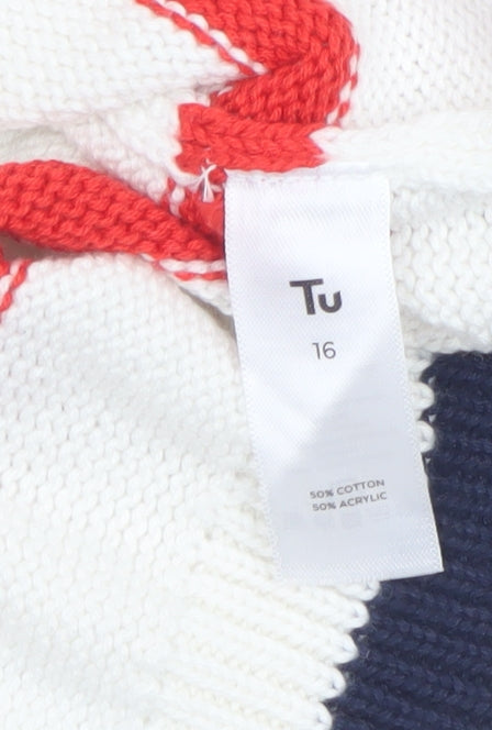 Tu Women’s Multicoloured Striped Knit Tank Top Size 16
