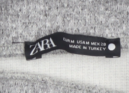 Zara Women’s Grey Mock Neck Cropped Knit Top Size M