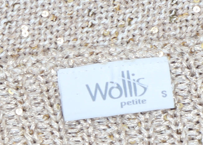 Wallis Women’s Beige Petite Sequin Knit Pullover Jumper S