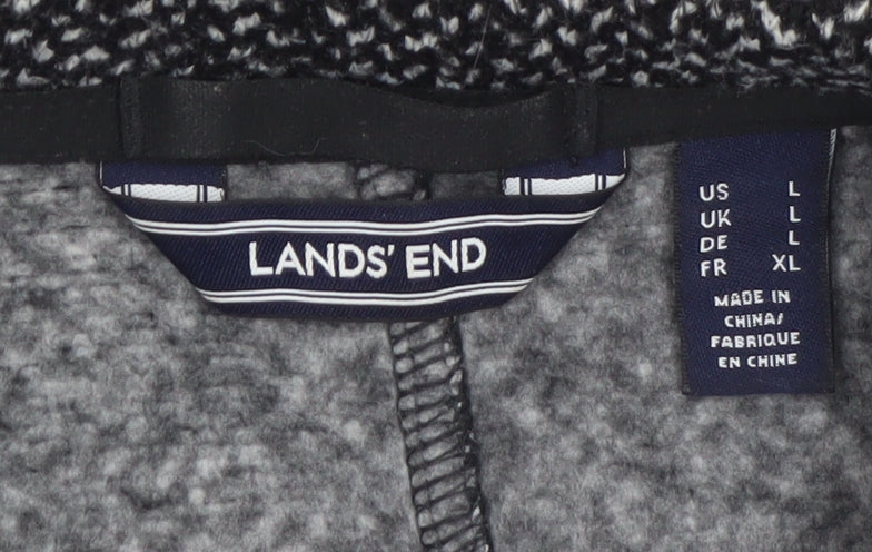 Lands' End Men's Grey Wool Blend Zip Tweed Jacket Size L