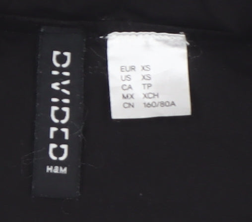 H&M Divided Women’s Black Cotton Embroidered Collar Long Sleeve Blouse XS