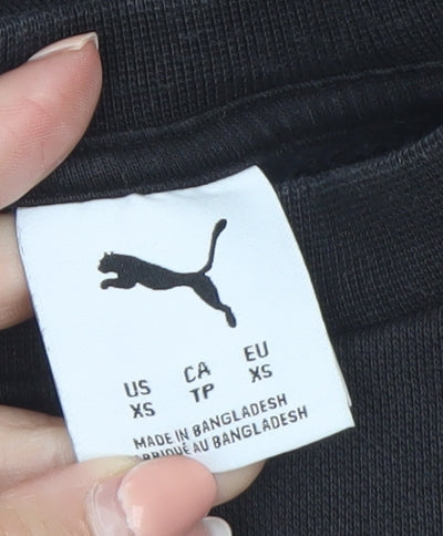 Puma Women Black XS Crew Neck Cotton Blend Sweatshirt