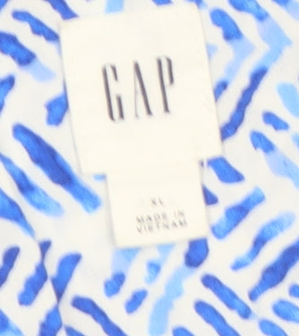 GAP Women Blue Geometric Sleeveless Shirt Dress XL Casual