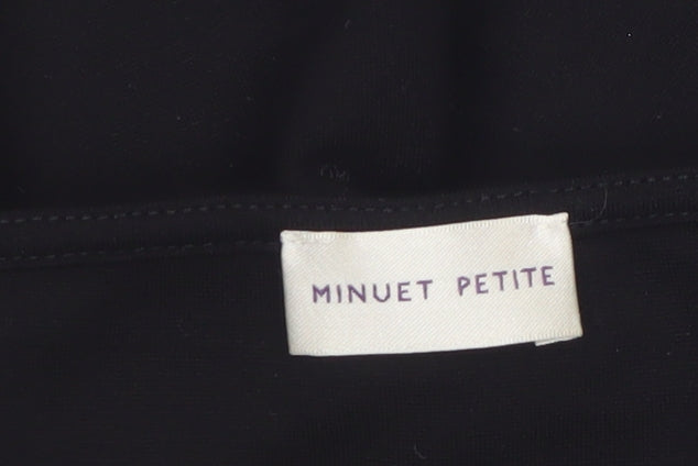 Minuet Petite Women Black L Basic Short Sleeve Blouse