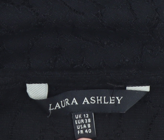 Laura Ashley Women's Black Lace Tunic Blouse UK 12