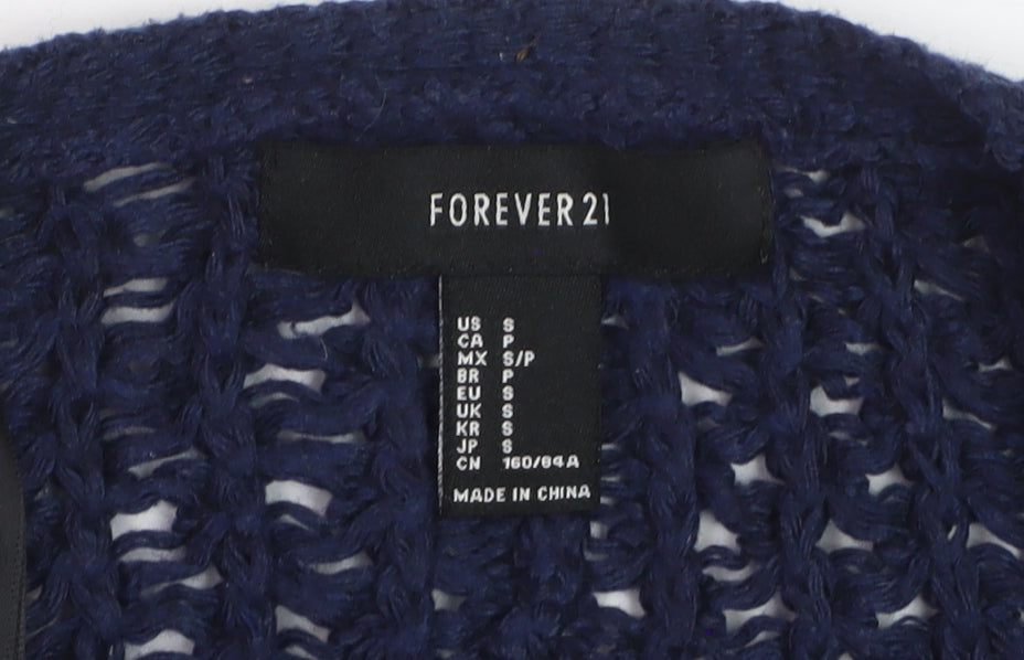 Forever 21 Women’s Blue Open-Knit Long Sleeve Cardigan Size S