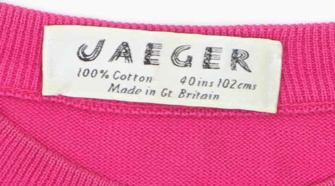 Jaeger Women’s Pink 100% Cotton Short Sleeve Crew Neck Jumper L