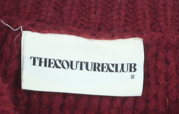 The Couture Club Womens Red Chunky Knit Cable Jumper Size S