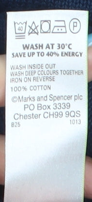 Marks and Spencer Men's Blue Cotton Crew Neck Jumper Size M