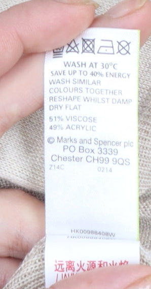 Marks and Spencer Women Beige Size 10 Lightweight Open Cardigan