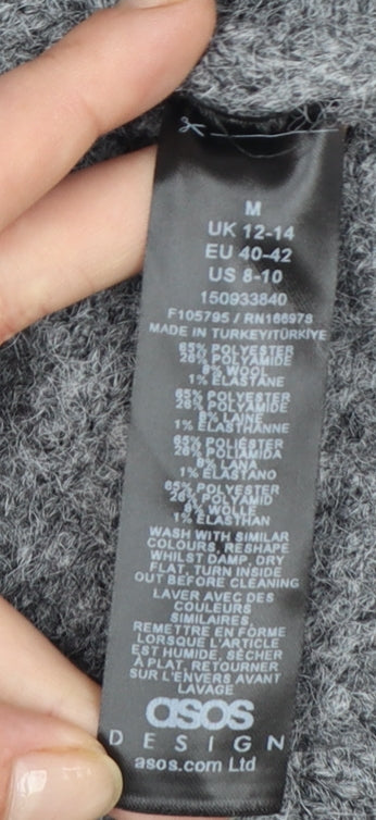 ASOS Design Women Grey Belted Cardigan Wool Blend Size M 12-14