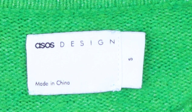 ASOS DESIGN Women's Green Wool Blend Crew Neck Cardigan S
