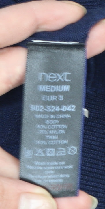Next Men's Blue Medium V-Neck Cotton Blend Pullover Jumper
