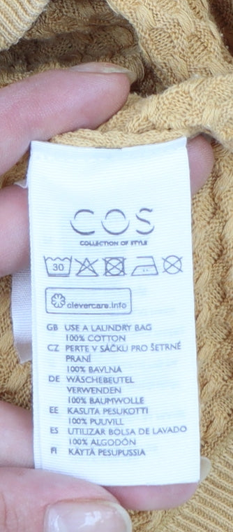 COS Womens Beige Cotton Long Sleeve V-Neck Cardigan Size L