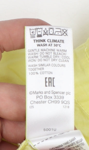 Marks and Spencer Women's Yellow Cotton Button-Up Shirt Size 10