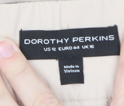 Dorothy Perkins Women Beige Chino Trousers UK 16 Elastic Waist