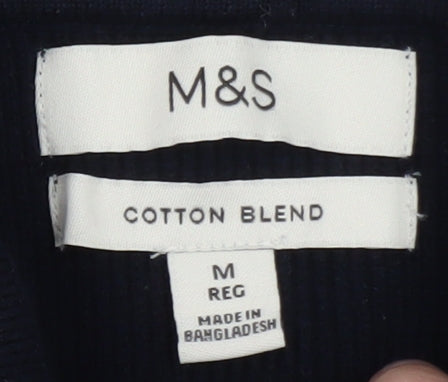 Marks and Spencer Women’s Navy Cotton Blend Collared Cardigan M