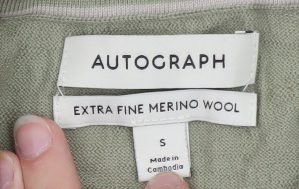 Marks and Spencer Men’s Green Merino Wool Crew Neck Jumper S