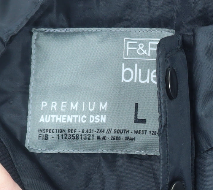 F&F Mens Black Quilted Polyester Jacket L Regular Fit Water Resistant