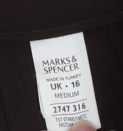 Marks and Spencer Women Mocha Brown Straight Leg Trousers UK 16
