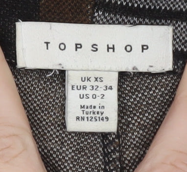 Topshop Women's Brown Check Flared Stretch Trousers XS